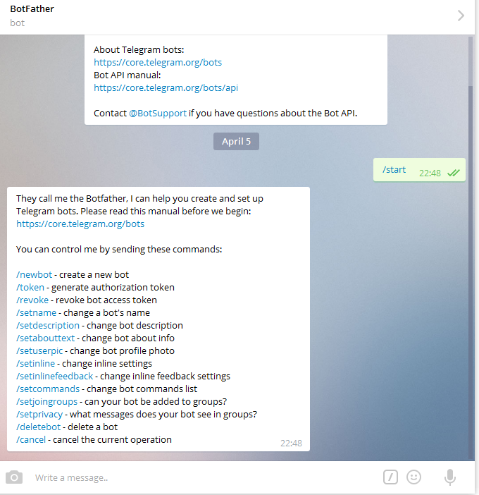 example telegram bot